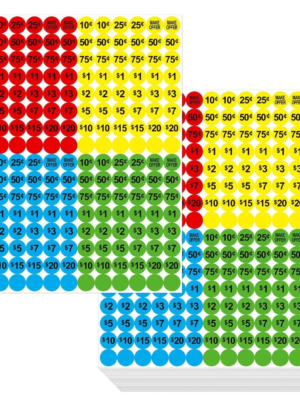 3840 PCs Garage Sale Flea Market Prepriced Pricing Stickers in Bright Colors (Ye